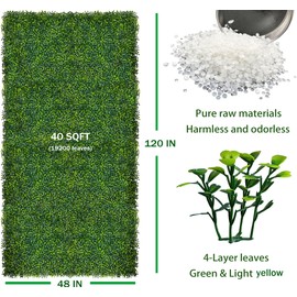 ODTORY Artificial Boxwood Roll Panels,48 X 120 in(40 sqft) UV-Anti Artificial Ivy Privacy Fence Wall Screen for Indoor Outdoor Green Grass Wall Decor & Ivy Fence Covering Privacy