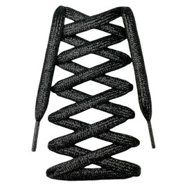 Teeoff 2 Pairs Glitter & Metallic Sparkle Flat Shoe Laces for Sneakers, Athletic Shoes, Boots, Casual Footwear (Black, 51.2"(130CM))