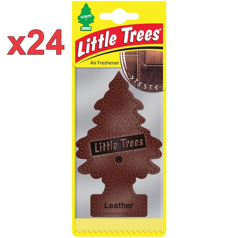 Car Freshner U1P10290 Little Trees Leather Air freshener, 24 Pack
