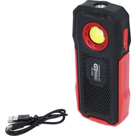 KS Tools 150.4500 Mobile Workshop Hand Lamp with Bluetooth Speaker Bendable 500 Lumens Red Black