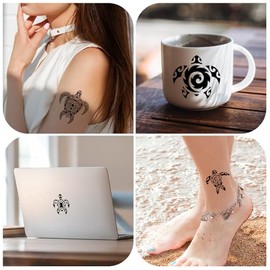 Hojas De Tatuajes Temporales De Tortuga Animales Marinos Tribales Maoríes Suministros Para Fiestas De Cumpleaños Decoraciones Tatuajes Falsos Corporal
