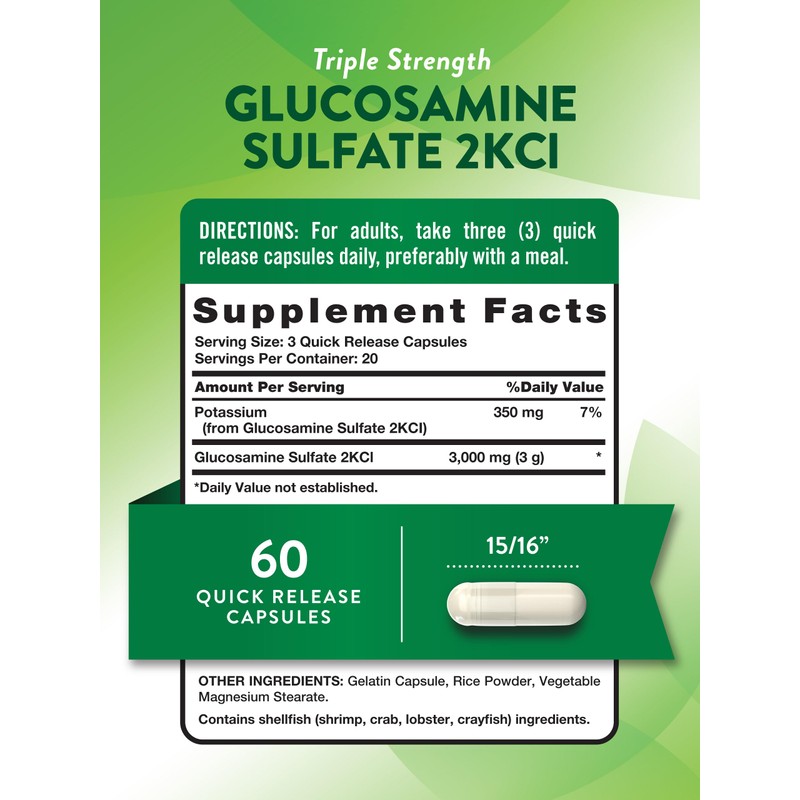 Nature's Truth Glucosamine Sulfate Capsules | 3000mg | 60 Count