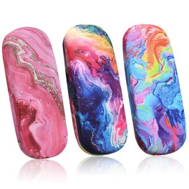 SXTDKMJ Hardcase Brillenetui, 3 Stück Leder Brillentasche Tragbar Brillenetui Hardcase Kratzfeste Myopie Brillenbox für Damen Männer Brillen Sonnenbrille
