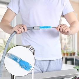 79” Flexible Pipe Cleaner Brush Set, Dual-Ended and Extra-Long Stainless Steel Cleaning Tool for Homeowner Mechanics Clean Sink Refrigerator Coils Shower Drain Plumbing Maintenance Fish-Tank
