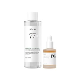 Anua Skin Relief Duo for Calming Skin, Heartleaf 77 pH 5.5 Soothing Toner, Heartleaf 80 Calming Ampoule for Sensitive Skin, panthenol B5, Hydrating, Soothing Effect, Vegan, Korean Skincare Set
