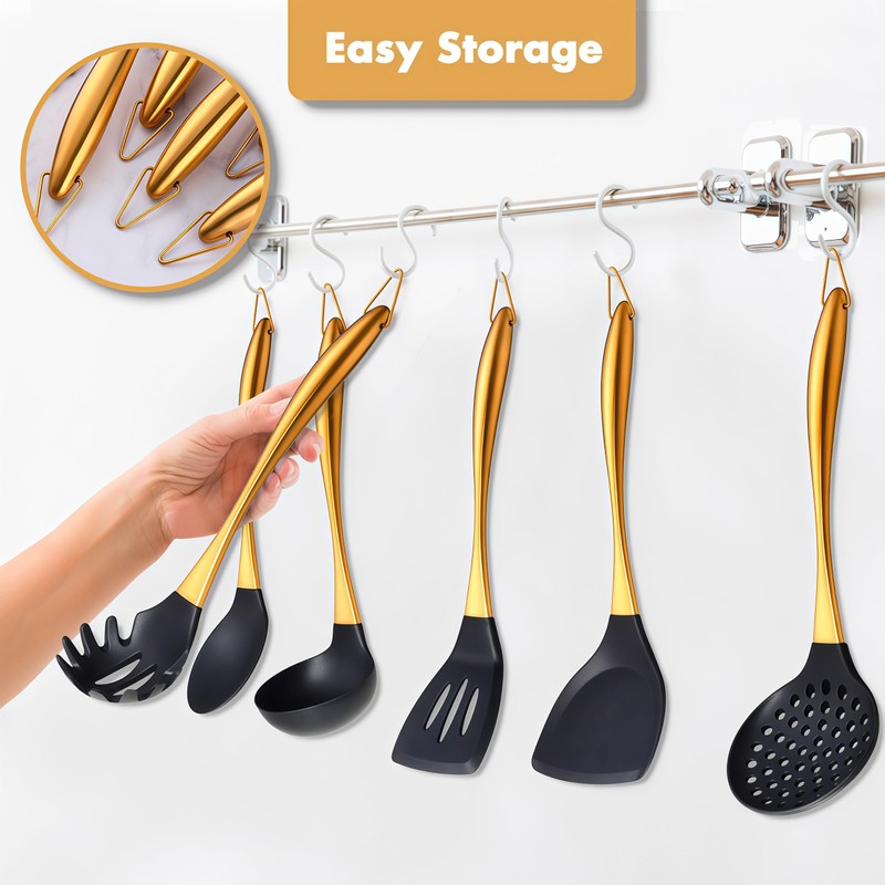 Silicone Cooking Utensils Set, 17pcs Kitchen Utensil Set with Rotatable