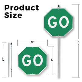 Go (2 Pack) 10 inch X 10 inch Octagon Rust Free Aluminum Metal Signs with Aluminum Mounting Stakes Weather Resistant UV Protected for Workplace Private Property and Construction Site Made in the USA
