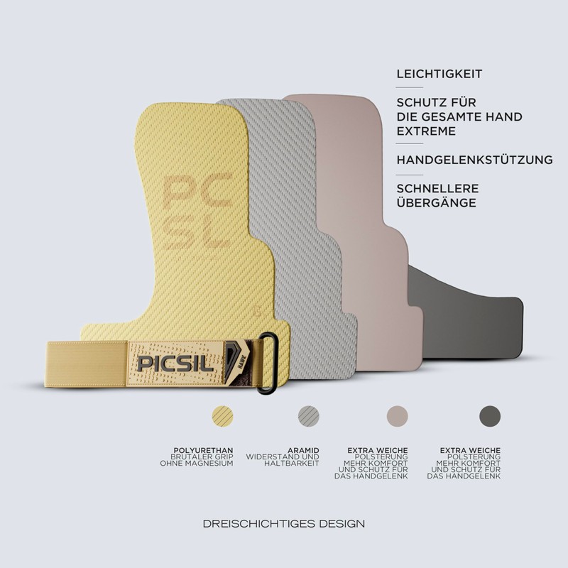 PICSIL Hawk Gloves + Wristbands + Bag, Use without Magnesium,