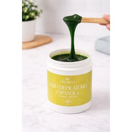 APIGREEN - CERA ESPAÑOLA DEPILATORIA (400GRS) + APLICADORES, PIEL SENSIBLE - BIKINI, ROSTRO, PIERNAS, BARBA DEPILA SIN DOLOR EFICAZ EN TODO TIPO DE VELLO (Clorofila)