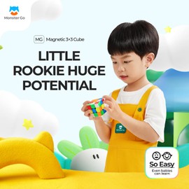 Monster Go Original Magic Cube Magnetic 3 x 3, MG 352M Speed Cube Classic with 48 Magnets/Screw Axis/Safe Materials/AI Tutorial, Magic Cube Stickerless for Children Beginners