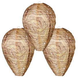 Qualirey 3 Pcs Mini Wasp Nest Decoy, 6x7 Inch Waterproof Material Hanging Fake Wasp Hornet Nests Decoys for Bees Yellow Jackets Garden Yard Outdoors Hanging (Orange)