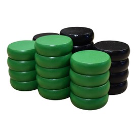 26 Black and Green Crokinole Discs - Full Set (Large Discs - 1 1/4 Inch Diameter (3.2cm))