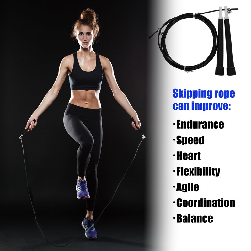 SOWBUD Weighted Skipping Rope, Black Speed Skipping Ropes for Primary