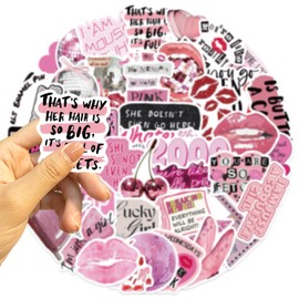 Pink Y2K Fashion Aesthetic Stickers for Girls Women, 50PCS Cool 2000s Trend Waterproof Sticker for Water Bottle, Laptop, Scrapbook, Retro Pop Culture Girls Decals, Y2K Party Supplies (Y2K)