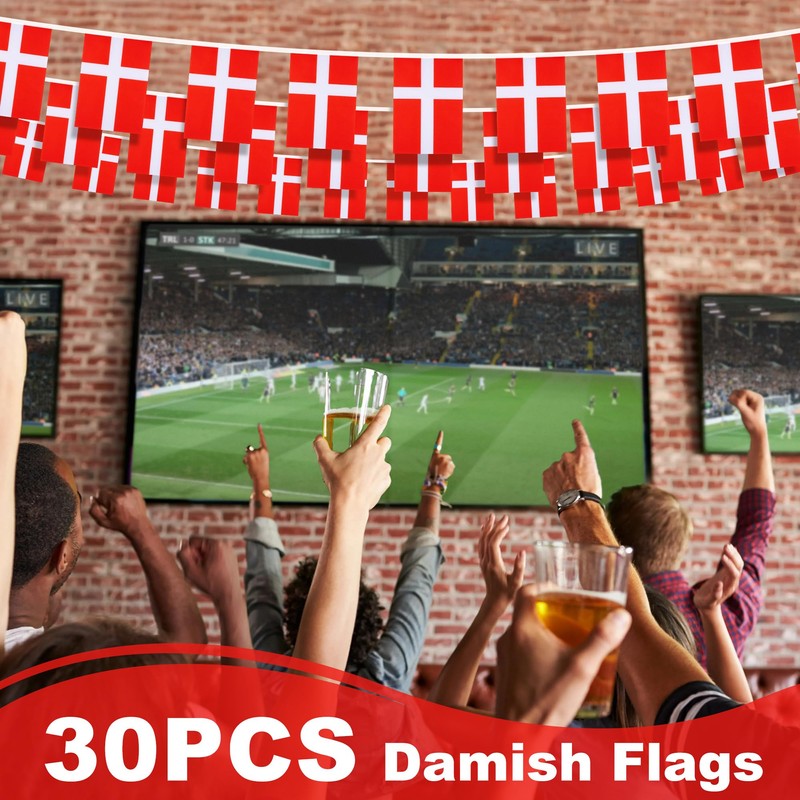 Denmark String Flag Pennant Banner, Small Mini Danish Dane Flags