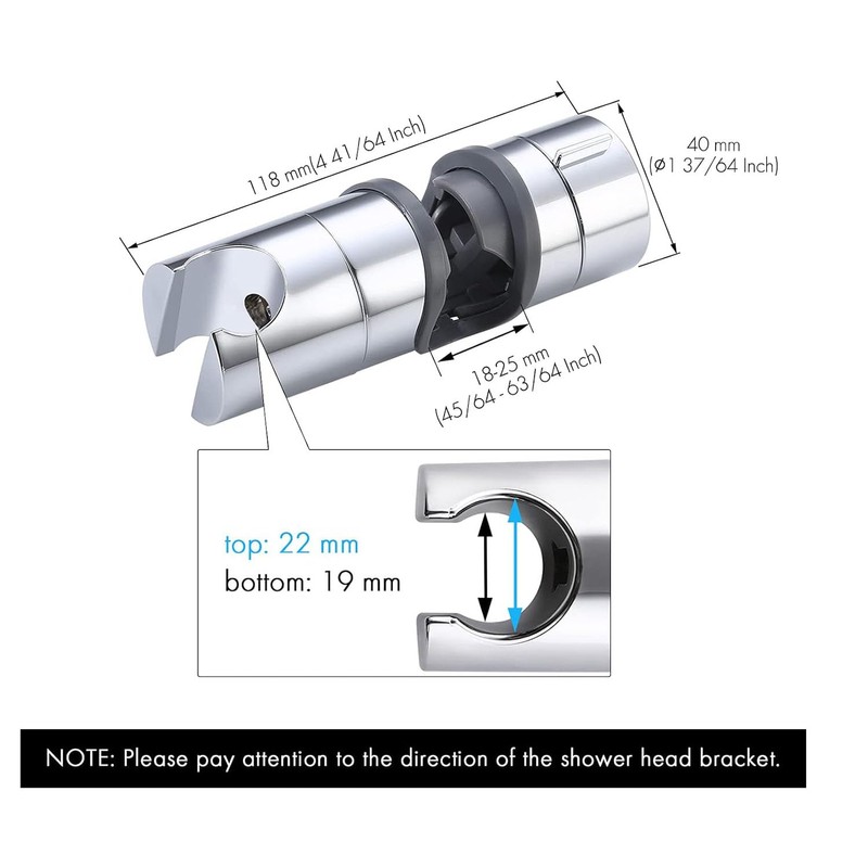 MaoNativey Shower Head Holder for 19-25mm Riser Rail - Adjustable