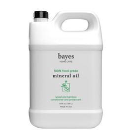 Bayes Food Grade Mineral Oil for Cutting Board - Mineral Oil Food Grade for Bamboo, Teak & Wood Conditioner and Protectant - Cutting Board Oil Food Grade Formula - Wood Oil for Cutting Board - 64 oz