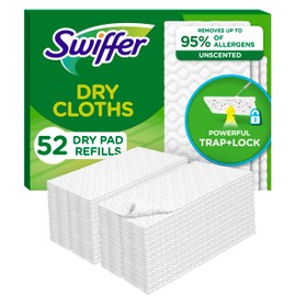 Swiffer Sweep + Mop, Dry Pads Refill, Floor Cleaner for Dirt, Dust, Hair, Cleaning Cloths for Mopping Home, Bathroom, Kitchen, Dust Mop, Floor Duster, Unscented, 52ct
