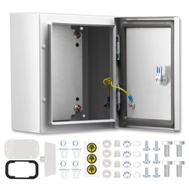 QILIPSU Metal Electrical Box IP65 Waterproof Steel Project Enclosure Lockable Weatherproof Electric Junction Box for Indoor & Outdoor Use 10"x8"x6"