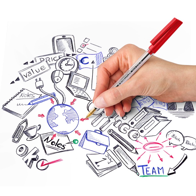 STAEDTLER Stick 430 M-2 Ballpoint Pen Medium - Red (Box