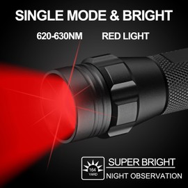 ULTRAFIRE Red Light Flashlight, Single Mode LED Red Flashlights for Night, Zoomable 620-630nm Red Light for Hunting, Portable Small Red Flashlight for Aviation, Night Vision, Astronomy WF-508R