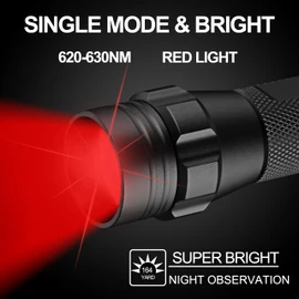 ULTRAFIRE Red Light Flashlight, Zoomable 620-630nm Red Light for Hunting, Night Vision, Astronomy