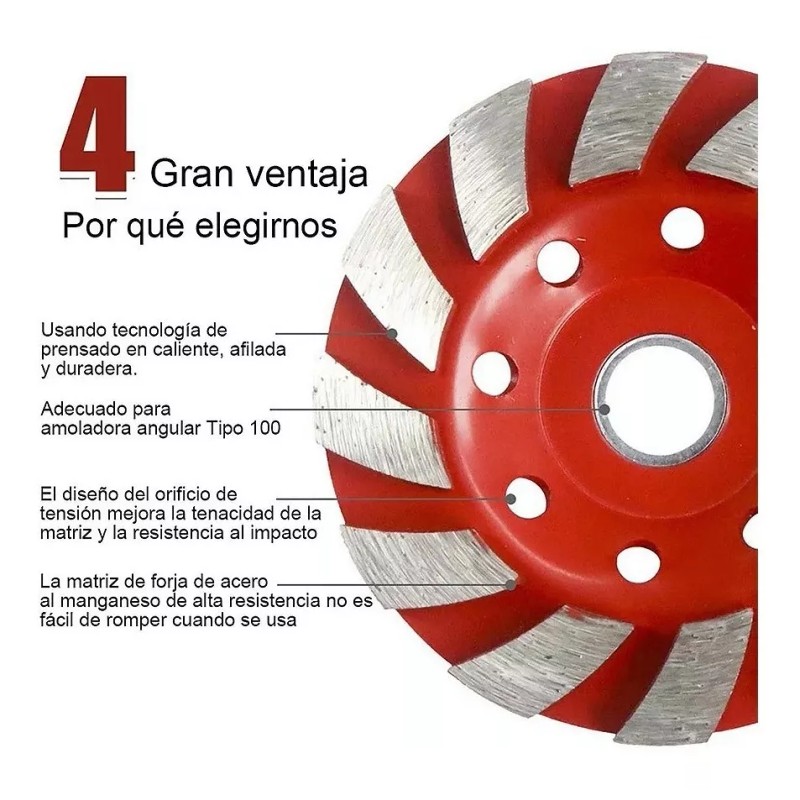 ENVR Disco Diamante Desbaste Copa 4 Pulgadas Granito, Mármol