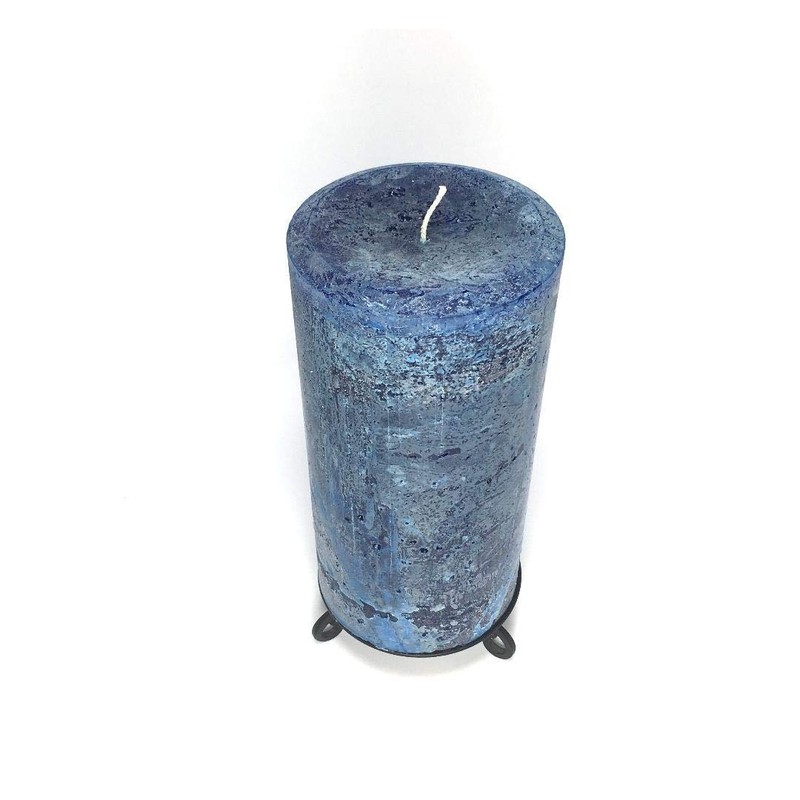Classic Blue Unscented Rustic Textured Pillar Candle - Choose Size