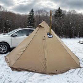 Top Lander 2-4 Person Teepee Winter Tent with Wood Stove Jack, 4 Season Backpacking Tent for Survival Hunting Military Fishing