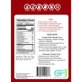 Mom's Place Gluten-Free Country Gravy Mix - Dairy, Corn, Nut & Soy Free, Easy to Make, 2.0 oz