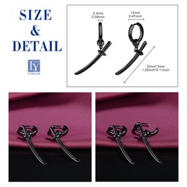 Yumilok Stainless Steel Hoop Earrings for Men Women Earrings Men's Silver Sword Dagger Earrings Earrings, stainless steel