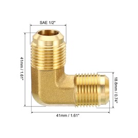 PATIKIL 1/2" x 1/2" Brass Pipe Fitting, 2 Pack Flare 90 Degree Elbow Tube Fitting Pipe Adapter Connector with Nut for Air Conditioner Refrigeration Plumbing
