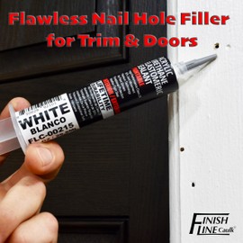 Finish Line Caulk – Acrylic Urethane Elastomeric Sealant – Pre-Filled Precision Caulk Gun – White – 10-Pack – Flexible & Durable Sealant for Trim, Baseboards, and Small Cracks