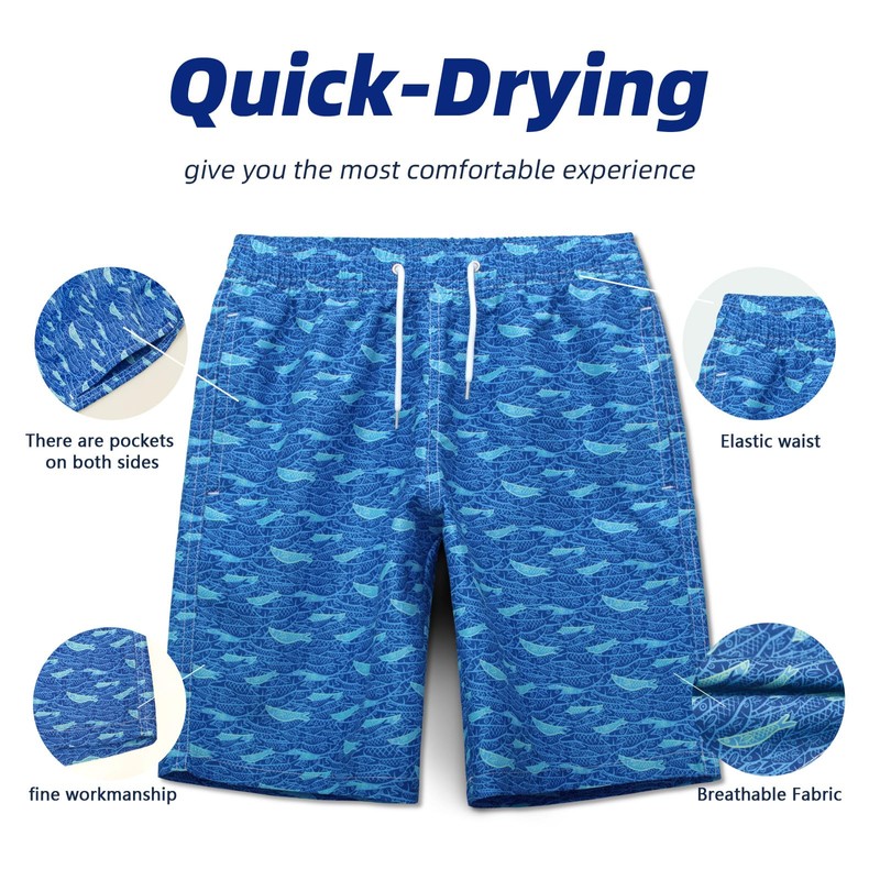 MEILONGER Boys Swimming Shorts Quick Dry Beach Board Trunks Swimwear