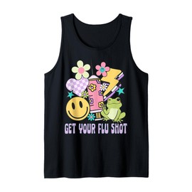 Cute Frog Peace Get Your Flu Shot Retro Vaccine Medical Tank Top
