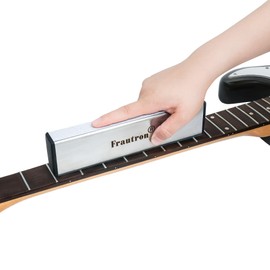 Frautron Stainless Steel Fret Leveler Sanding Beam, 8 Inch (200mm) Fret Leveling Beam, Guitar Fretboard Level File Bar Luthier Repair Tool with 2-Set of 120/240/320/400/600/1000 Grit Sandpapers