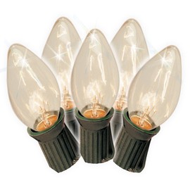 Brite Star 25 Count Ceramic C9 Old Fashioned Light Set, Green Wire, Clear