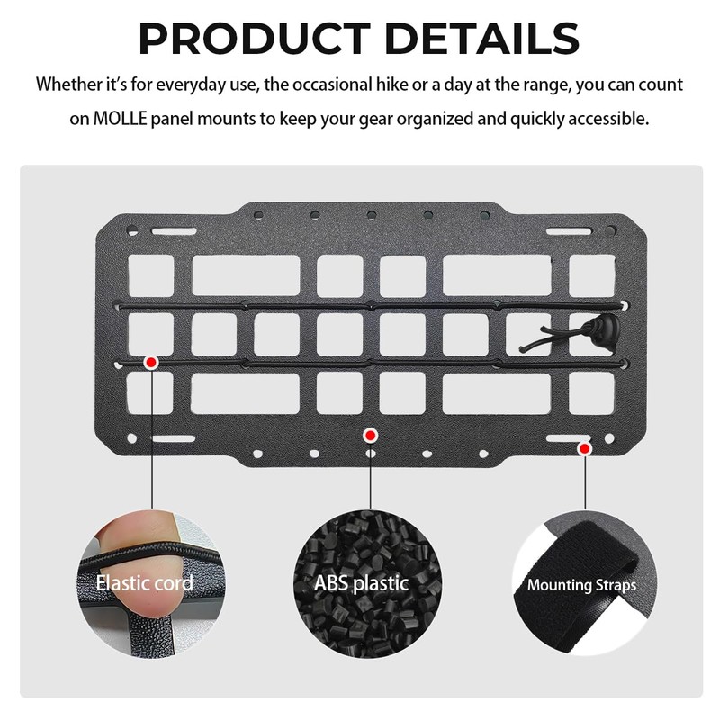 MUQIDA Car Rigid MOLLE Panel, Auto Sun Visor Organizer EDC