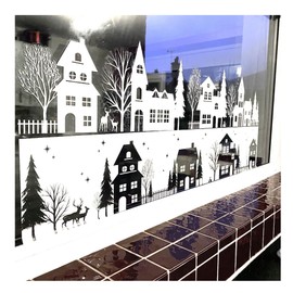 Dizzy Duck Christmas Window Sticker | Winter Village Scene | Reusable Cling