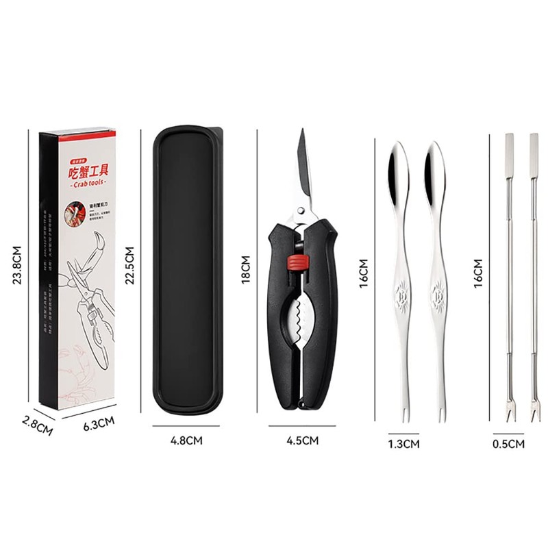Crab Tools Set of 5, Crab Crab Fork, Crab Spoon,