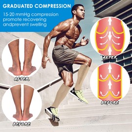 cerpite Zipper Compression Socks Men & Women - 2 Pairs Of 15-20mmhg Closed Toe Compression Socks Knee High,Suit For Running,, Beige White, 3XL