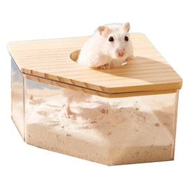 Asdays Hamster Toilet Clear Corner Multifunctional Deodorizing Bath Playground Stylish Easy to Clean Splash Proof (Large Size)