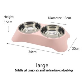 Arightmu 2-in-1 Stainless Steel Pet Bowls | Non-Slip Tilted Cat Dog Bowl with Anti-Skid Design | Double Bowl for Kittens, Puppies, Rabbits & Small Animals (Pink, Large)
