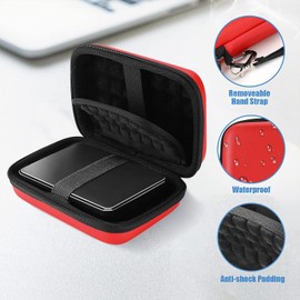 ProCase Estuche para 2 Discos Duros Externos Western Digital Elements WD My Passport Canvio Basics Seagate Backup Plus Slim Expansion 1TB+1TB / 1TB+2TB / 1 3TB / 1 4TB SSD, Carring Case 2.5" -Rojo