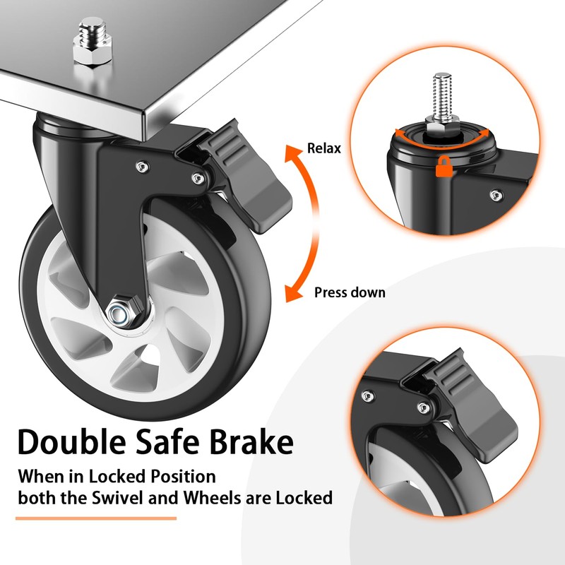 5 inch Heavy Duty Caster Wheels, Stem Casters Set of