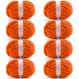 DAERBOF Chunky Chenille Yarn for Crocheting, Blanket Thick Yarn for Hand Knitting, Soft Yarn 28 Yds 7.7 Oz Each Skein (Orange Red)