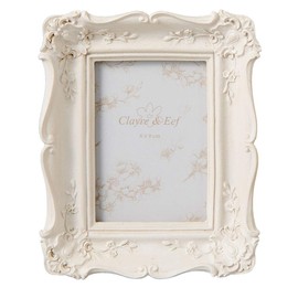Clayre & Eef 2F0466 Picture Frame / Photo Frame 11 x 2 x 13 cm / 6 x 9 cm White Romantic