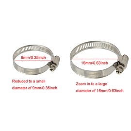 Verstellbare Rohrschellen, 304 Edelstahl, Schlauchschellen für Haushalt, Wasserleitungen, Gasleitungen (9–16), 12 Stück