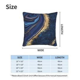 Fiokroo Blue Marble Texture Throw Pillow Covers Set of 2 Pillow Cushion Cases Square Pillowcases for Sofa Bedroom Living Room Car, 18 X 18 Inch