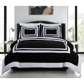 Chezmoi Collection Wyatt 7-Piece King Bed in a Bag Comforter Set with Sheets Hotel Style Black/White Square Pattern Bedding Set